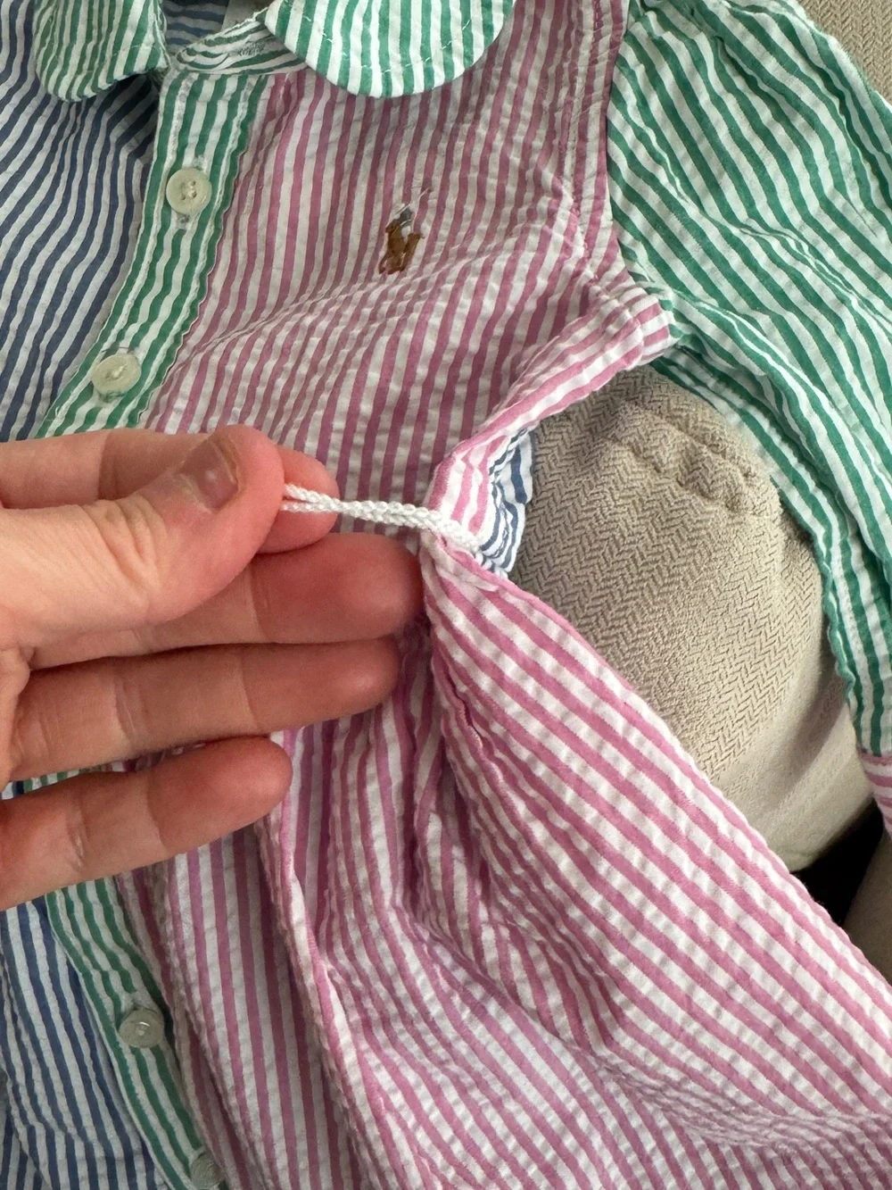 Ralph Lauren Seersucker striped pastel long sleeve Shirtdress baby girl multi